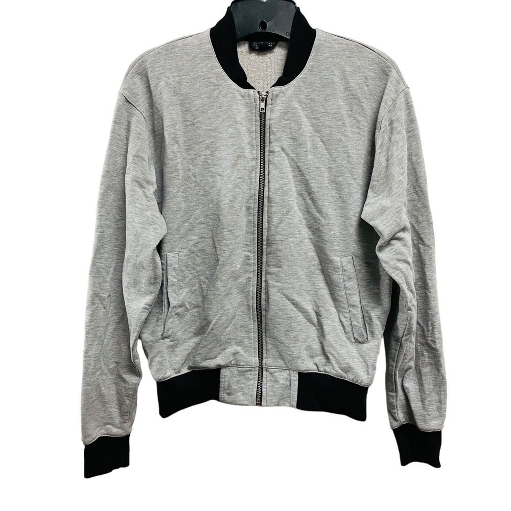 Womens Topshop Size US 6 UK 10 Black Grey Zip Up Casual Bomber Jacket